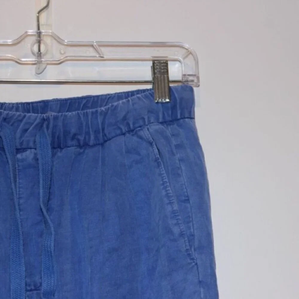 Zara Blue Linen high waisted Joggers Pants Women Size Small